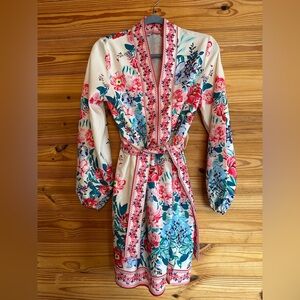 Floral Long Sleeve Dress - Multicolor